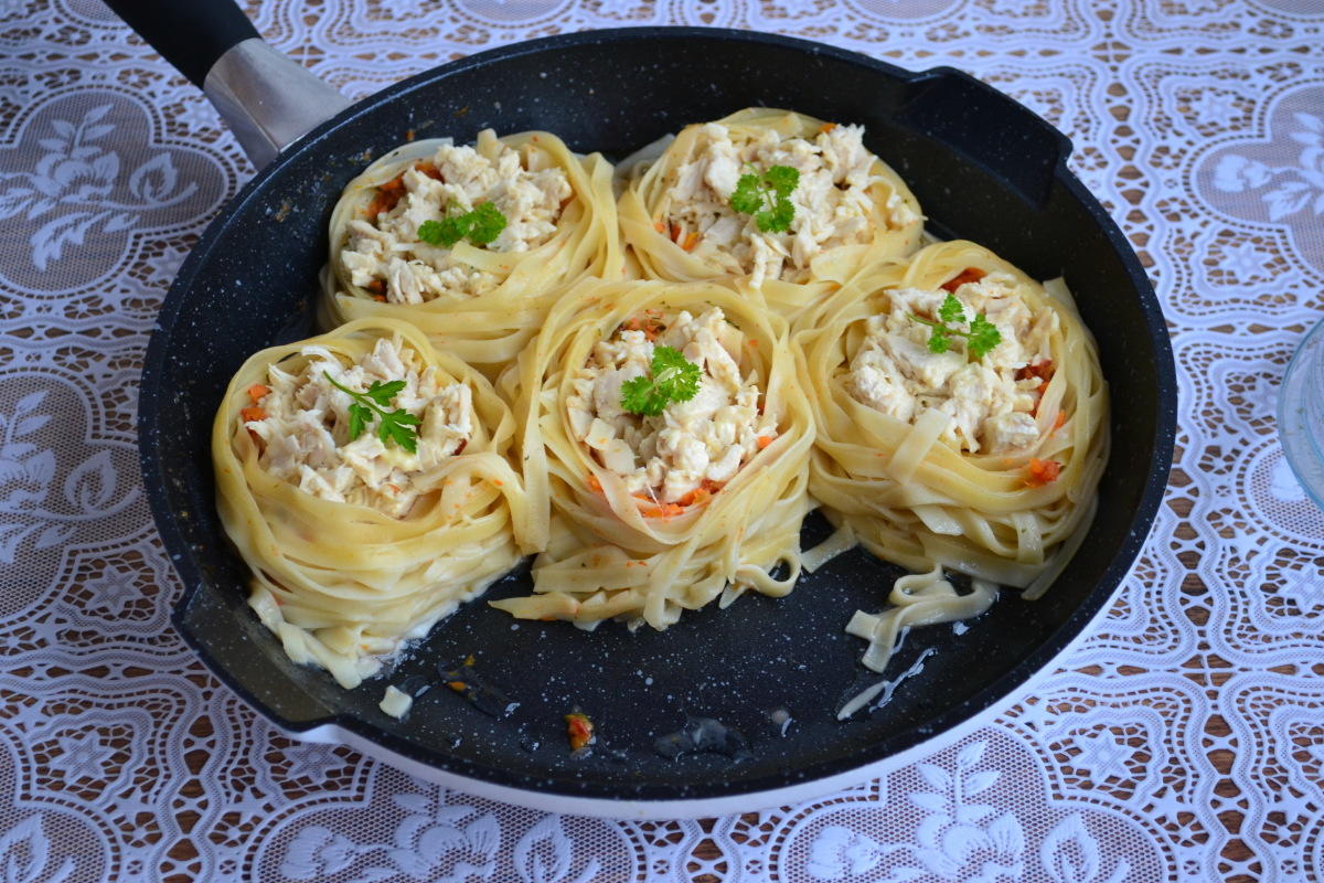 Рецепты С Макаронами Гнездами На Сковороде