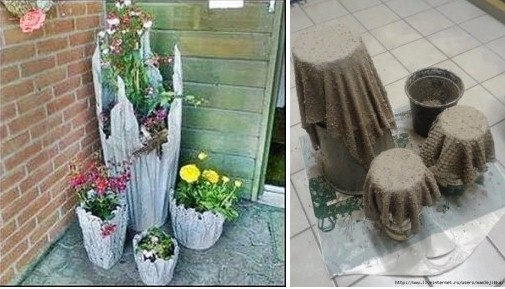 Вазоны своими руками из цемента и мешковины Вазоны своими руками из цемента и мешковины