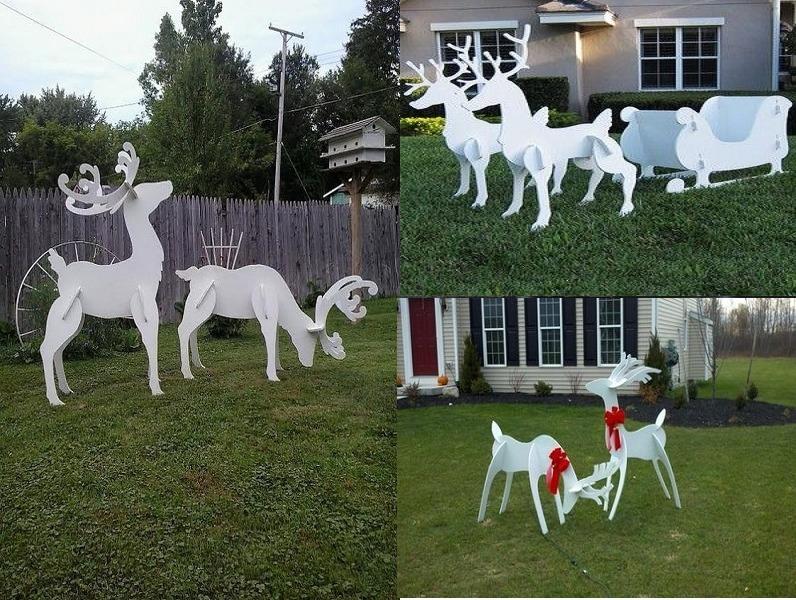 олень из фанеры для сада. олень из металла. новогодние фигуры. фигуры из проволоки для сада. светодиодные фигуры.