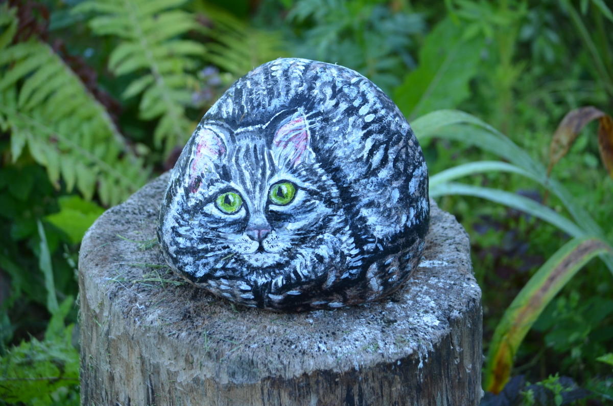 Нарисовать кота на камне
