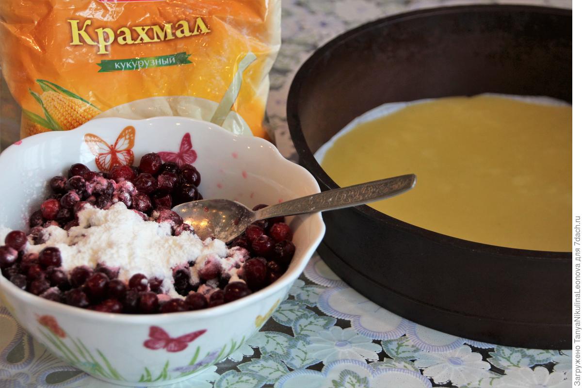 «Перевернутый» пирог с клюквой