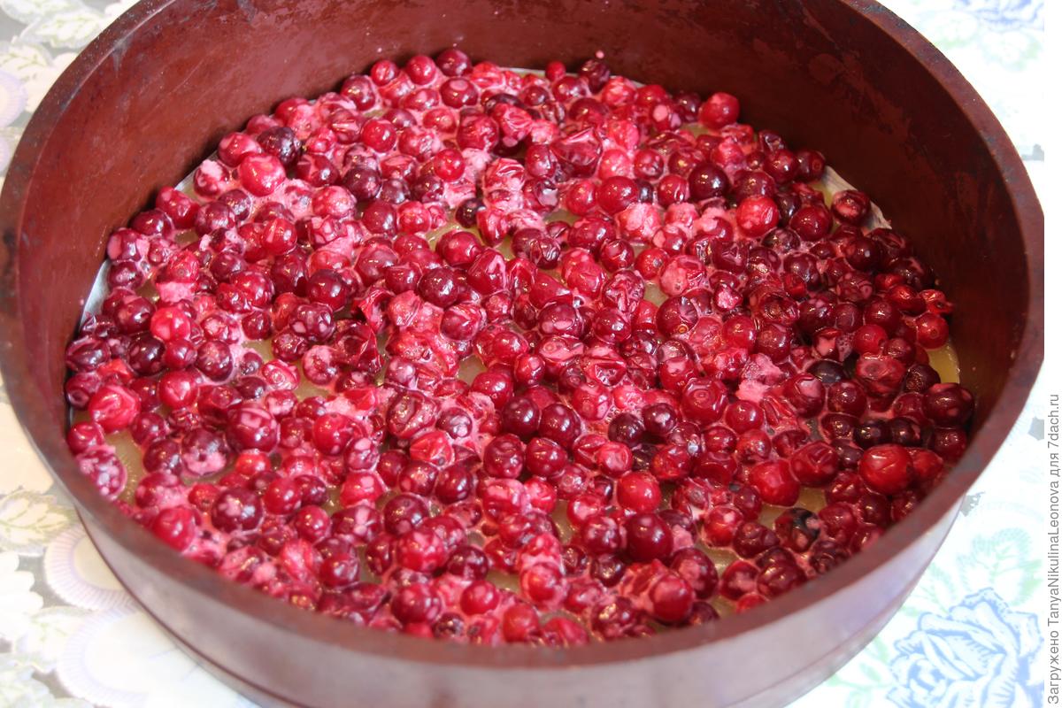 «Перевернутый» пирог с клюквой