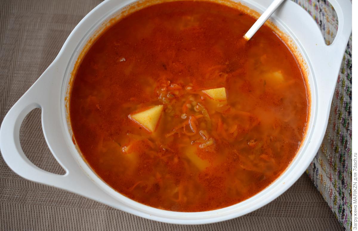 Суп из чечевицы с солеными огурцами