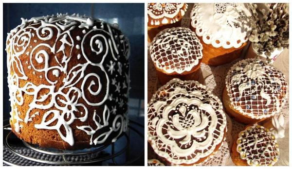 Куличи, декорированные айсингом