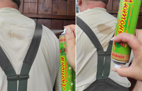 Аэрозоль Лютоня можно распылять при любом положении баллона: хоть вертикально, хоть вверх тормашками