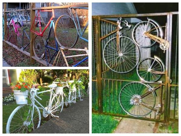 Заборы и калитки из старых велосипедов
