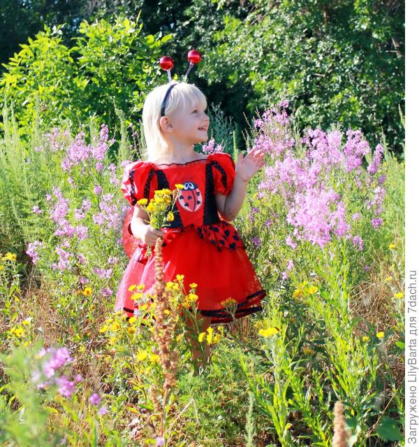 дочь в образе божьей коровки