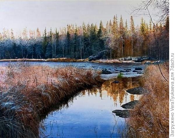 Художник Романов. Сумерки первого снега.