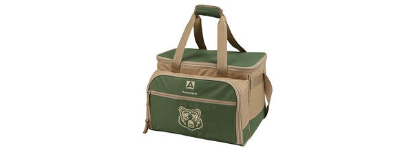 Сумка-холодильник с набором посуды на 4 человека зеленая, 13.5 л