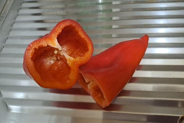 По вкусу - среднесладкий. Очень сочный, хрустящий. Семечек внутри - в разных перчиках по-разному, в этом было не особо много, около 70, во вчерашнем - штук 130.вот сколько взошло - столько примерно и было.