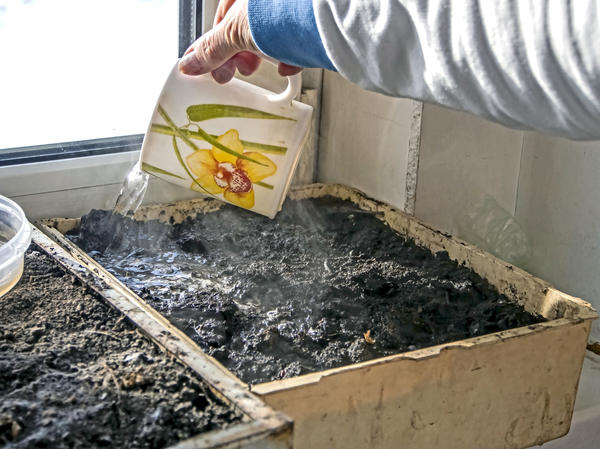 Пролив грунта очень горячей водой