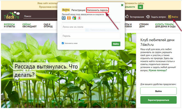 Забыл пароль. Что делать?