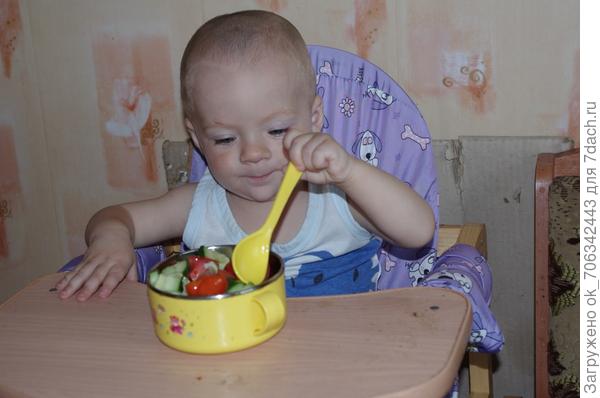 Огурцы и помидоры
Тоже радость для обжоры!
Режем мелко мы лучок,
Чтоб обильней вышел сок.
От слезливого потока
Нам поможет слой укропа.
Добавляем и редис,
Вкусовой внося каприз.

Есть основа для салата, -
Только рано есть, ребята.
Ещё нужно посолить,
Маслецом затем полить
Сделав так, перемешать.
И пора за стол всех звать!Урожай собрали,можно и попробовать,беря ложку в ручки ,стал кушать салатик из урожая с дачи Ростиславчик!