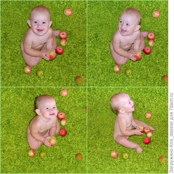 Вика помогает разбирать урожай)