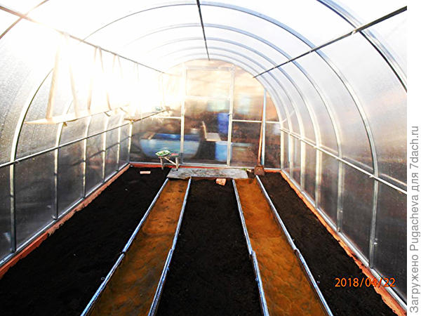 Внутри 3 грядки.