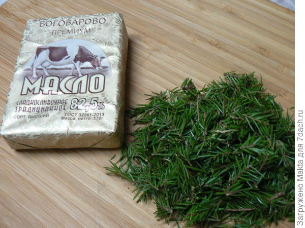 Сливочное масло и иголки ели