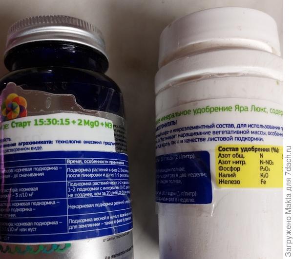 Эти удобрения были в малой дозировке в пакетиках, пересыпаны в пластик.баночки.