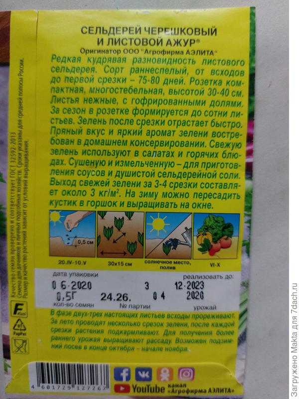 Сельдерей листовой и черешковый &quot;Ажур&quot;