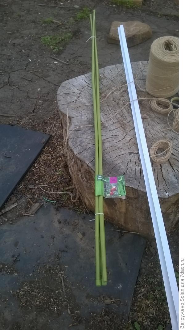 зелененькие. Их там три штуки. Высота - метр. Цена в прошлом году была 50 руб. Сейчас - не больше 100. Сверху- пластик. Внутри какой-то не самый крепкий, естественно, металл. Но , я их в прошлом году использовала для помидоров - очень крепкие. И сейчас уже воткнула. Рекомендую заглянуть в такие магазинчики. Они еще &quot;все по 50 руб.&quot; называются , ну и тому подобные.