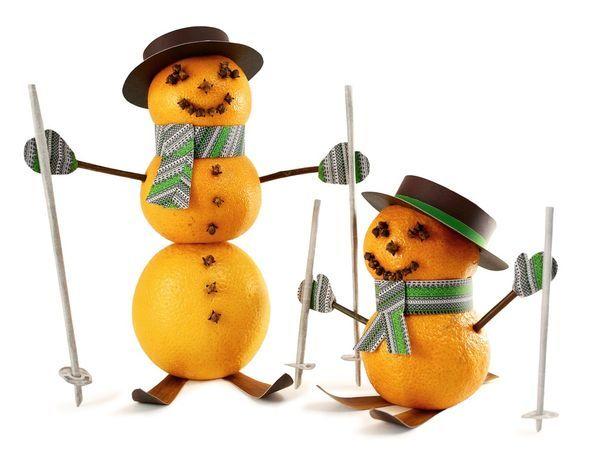 Снеговички из мандаринов