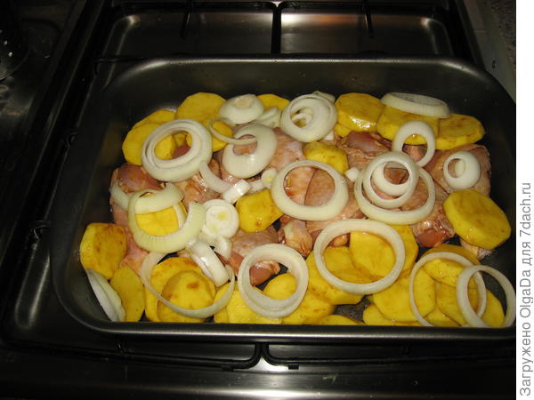 курица, картошка, лук