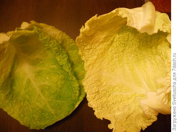 сырые и уже бланшированные листики