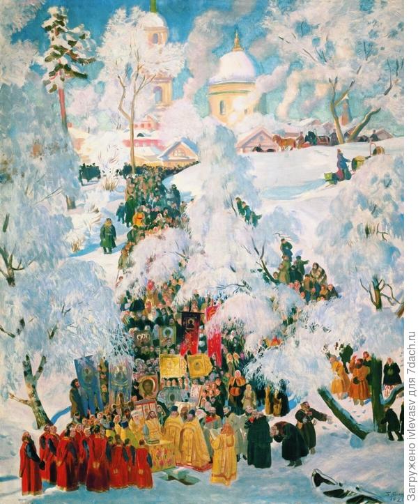 Кустодиев. Крещенское водосвятие.