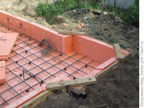 Пенополистирольные плиты образуют опалубку фундаментной плиты