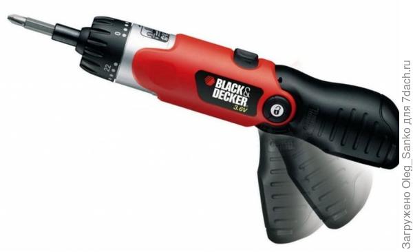 Ручка в отвертке Black&Decker имеет три рабочих положения