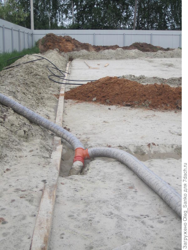 Проводка коммуникаций в теле фундамента