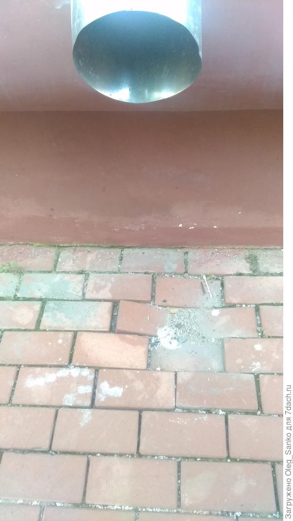 Крутой излив направляет поток воды на отмостку