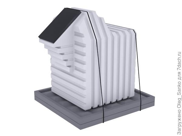 Схематичное крепление погреба к бетонной плите