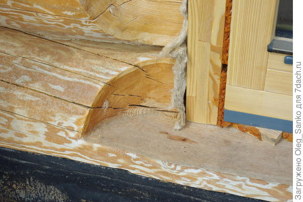 Установка стеклопакета бревенчатом доме 1