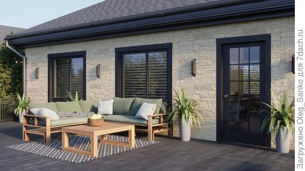 Согласитесь, благодаря облицовочным панелям отлично смотрится коттедж