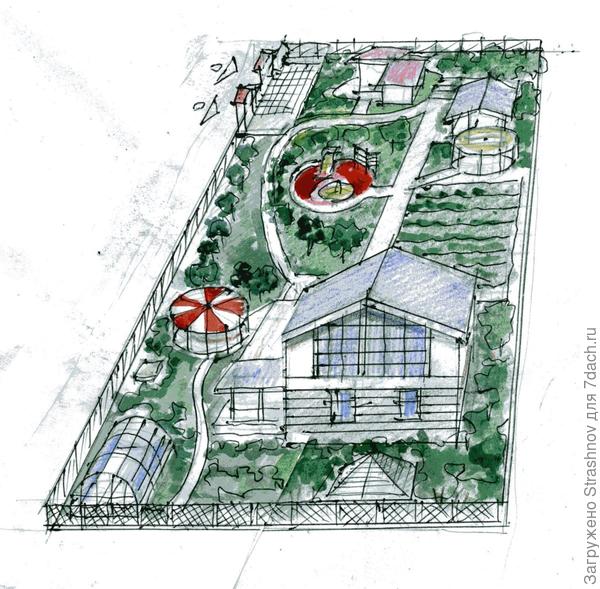 планировка участка с птичьего полета