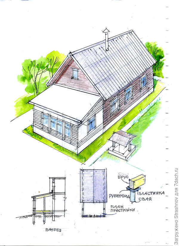 План пристройки к дому