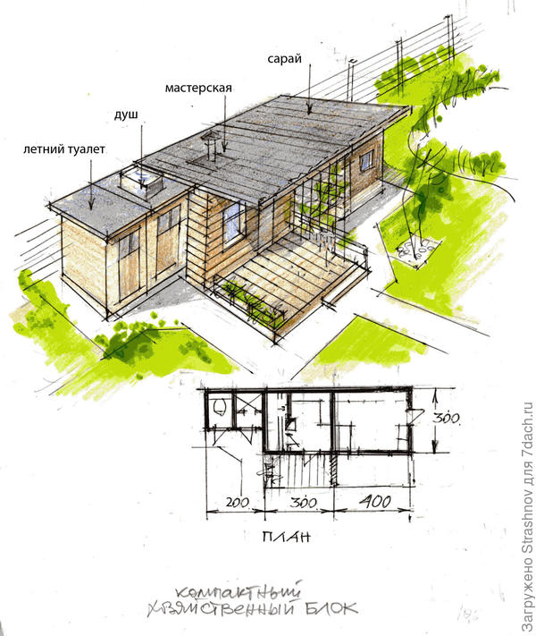 линейное расположение хозяйственного блока