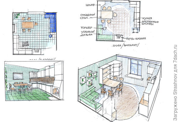 планировка кухни-гостиной