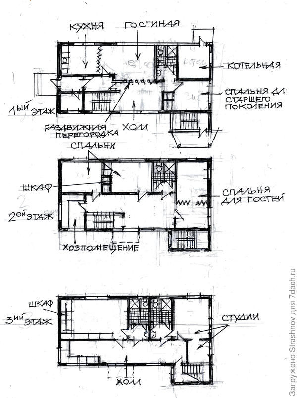 первый вариант - поэтажные планы