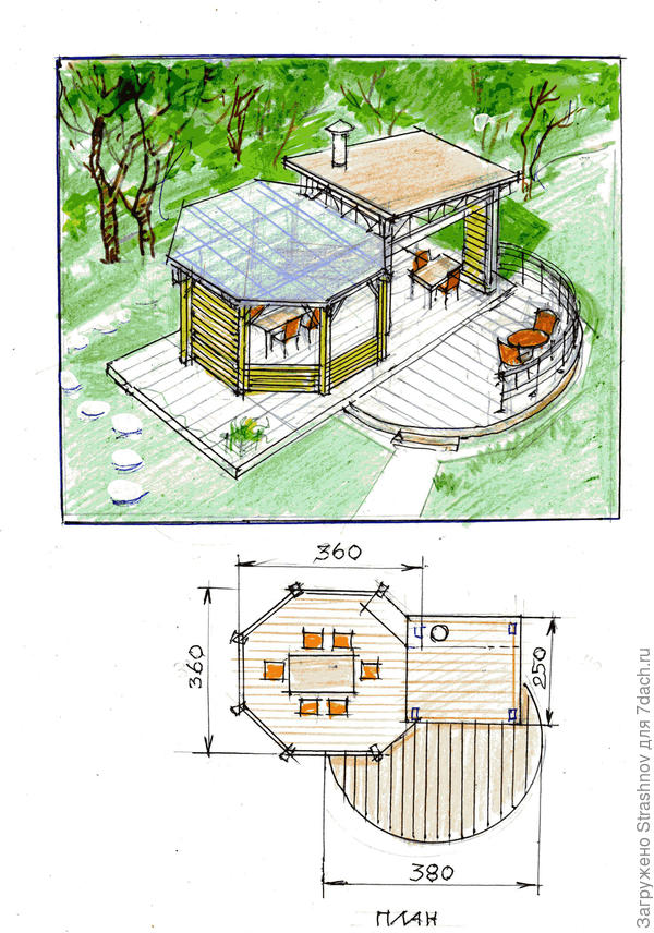 Беседка план сверху
