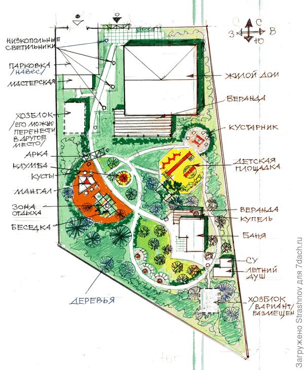 эскизный план участка с лесом