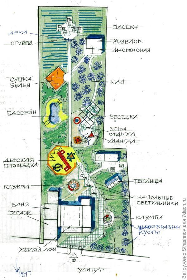 планировочная идея узкого участка.