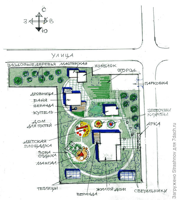 эскизный вариант планировки участка