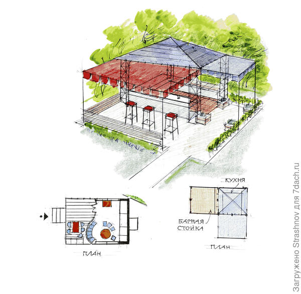 вариант с барной стойкой и возможностью развития