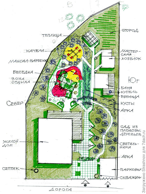 эскиз участка сложной формы