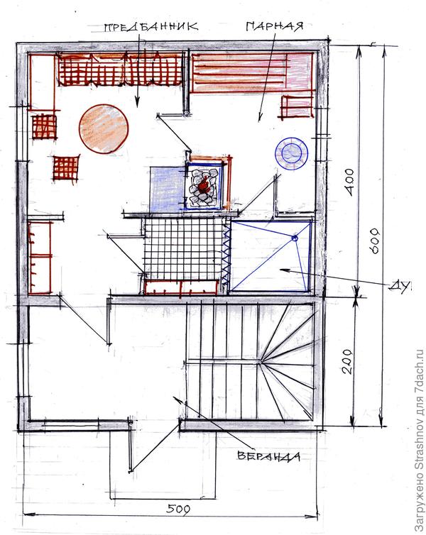 план бани (первый этаж)