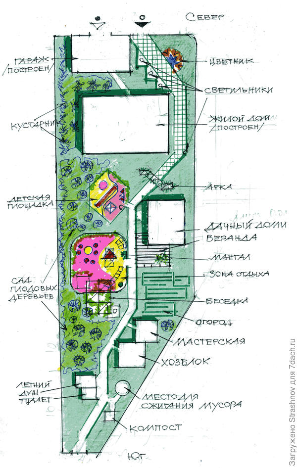 эскиз планировки участка сложной формы