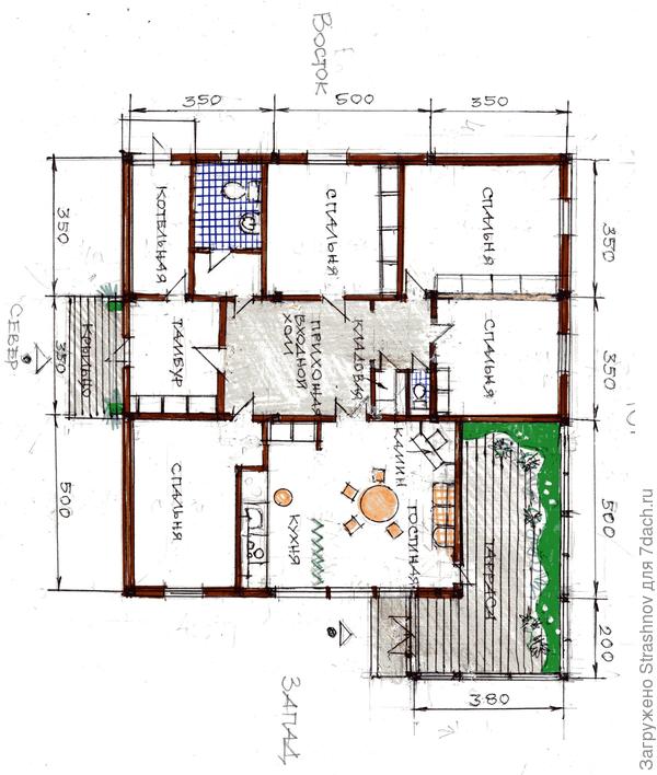 вариант плана одноэтажного дома