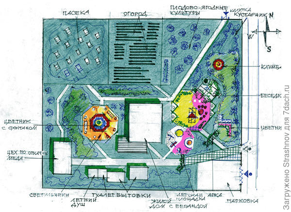 эскиз планировки участка с пасекой