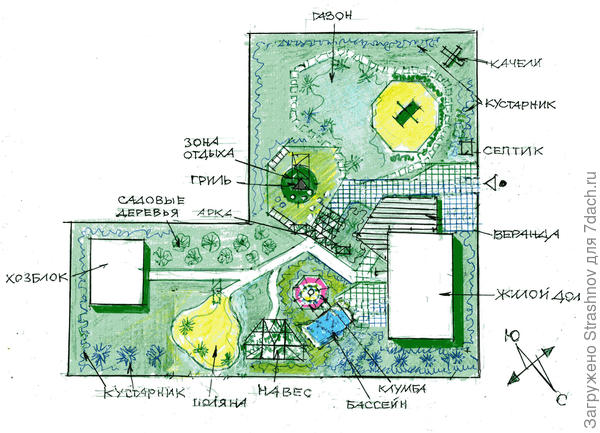 детализация эскизного решения "Г"-образного участка.